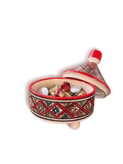 Hand-Painted Mini Ceramic Moroccan Tagine Jar