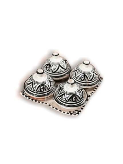 Handmade Mini Tagine Organizer Set - Black & White