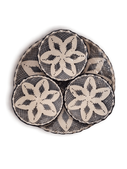 Artisan Black and White Safi Ceramic Plate Set (7 Pieces)