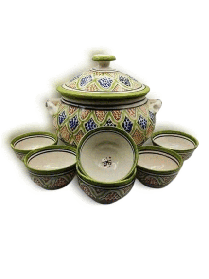 Moroccan Ceramic Serving Set (Green Trim - Choice of Patterns) - Safi Design