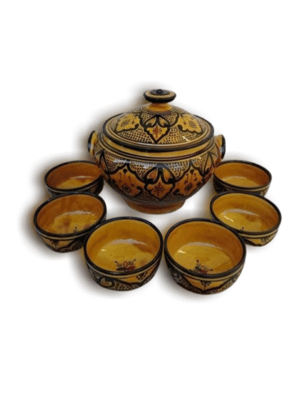 Moroccan Yellow & Black Ceramic Serving Set (Safi Design)